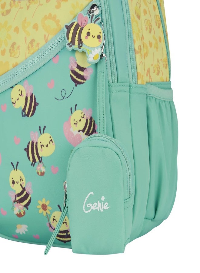 جيني حقيبة ظهر مدرسية جيني بي هابي للبنات | 15 بوصة - 20 لترًا بثلاثة أقسام، خفيفة الوزن مع أكتاف مبطنة | مثالية للكتب، زجاجات المياه، الأدوات المكتبية، علبة الغداء، والأغراض الأساسية - لون أزرق مخضر - Image 5